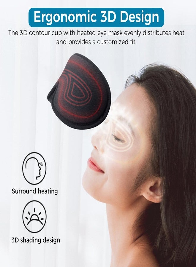 HANNEA® 3D Heated Eye Mask for Relaxation, USB Wired Eye Mask with Adjustable Temperature & Timer Control, Comfortable Soft Elastic Head Strap and Contoured Fit for Eye Relief and Stress Reduction - Image 3