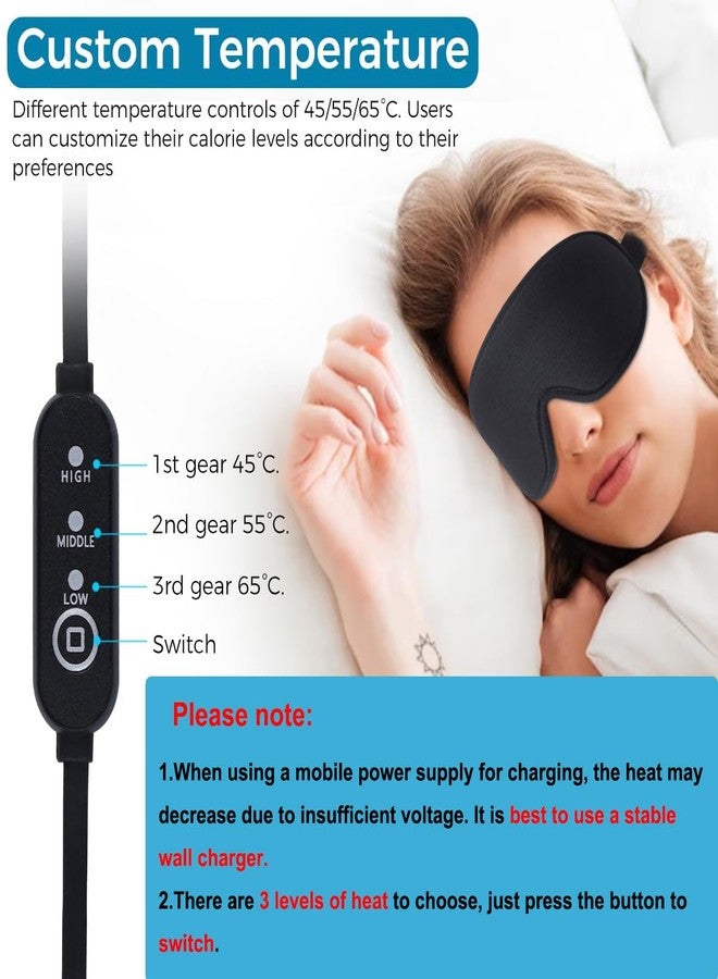 HANNEA® 3D Heated Eye Mask for Relaxation, USB Wired Eye Mask with Adjustable Temperature & Timer Control, Comfortable Soft Elastic Head Strap and Contoured Fit for Eye Relief and Stress Reduction - Image 2