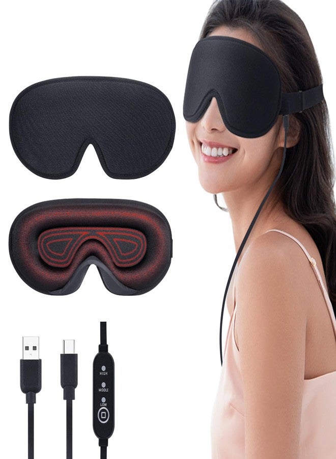 HANNEA® 3D Heated Eye Mask for Relaxation, USB Wired Eye Mask with Adjustable Temperature & Timer Control, Comfortable Soft Elastic Head Strap and Contoured Fit for Eye Relief and Stress Reduction - Image 1