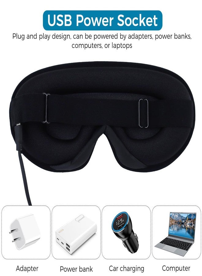 HANNEA® 3D Heated Eye Mask for Relaxation, USB Wired Eye Mask with Adjustable Temperature & Timer Control, Comfortable Soft Elastic Head Strap and Contoured Fit for Eye Relief and Stress Reduction - Image 5