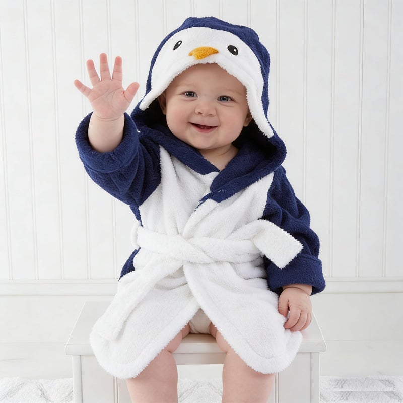 SZCQ Baby Boys Bathrobe Toddler Unisex Bath Robes Terry Bathing Towel Hooded Costumes Shower Blankets 5-6 Years (Navy, L) - Image 5