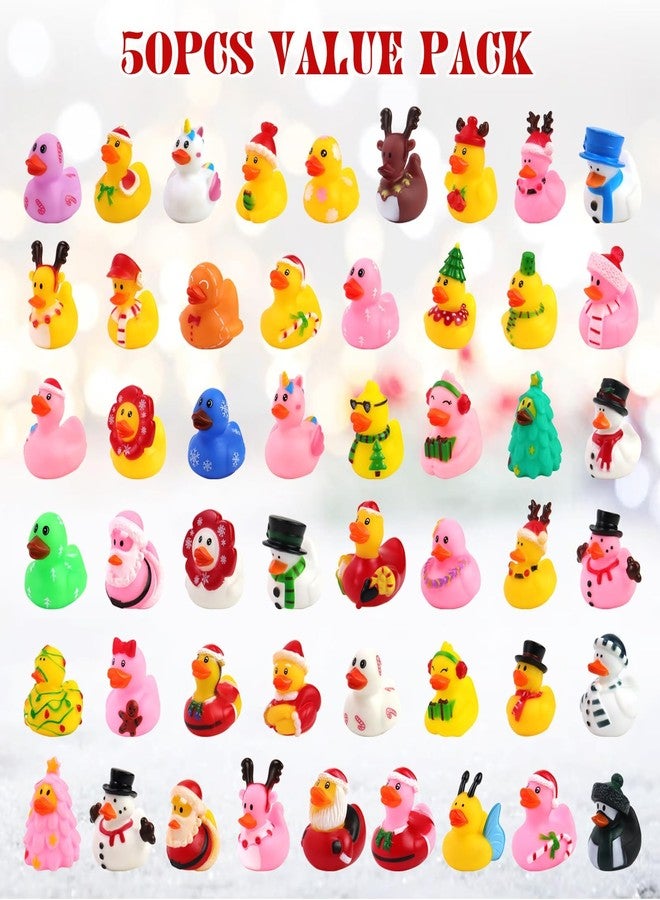 Halovin 50 Pcs Christmas Rubber Ducks, Assortment Rubber Ducks in Bulks for Baby Bath School Classroom Prizes Jeeps Ducking, Christmas Party Favors, Christmas Stocking Stuffers (Christmas, 50) - Image 2
