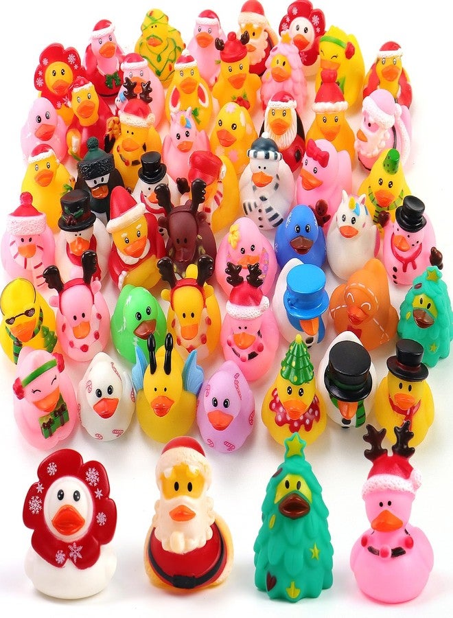 Halovin 50 Pcs Christmas Rubber Ducks, Assortment Rubber Ducks in Bulks for Baby Bath School Classroom Prizes Jeeps Ducking, Christmas Party Favors, Christmas Stocking Stuffers (Christmas, 50) - Image 1