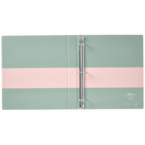 Avery Two-Tone Durable View 3 Ring Binder, 1 Inch Slant Rings, Blush/Sage Binder (17233) - Image 5