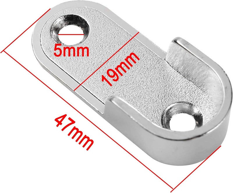 Mcredy Karcy 2 Pair Zinc Alloy Oval Hanging Rail Rod Holder End Bracket Support for Wardrobe Closet Silver 0.63" Inner Size - Image 2