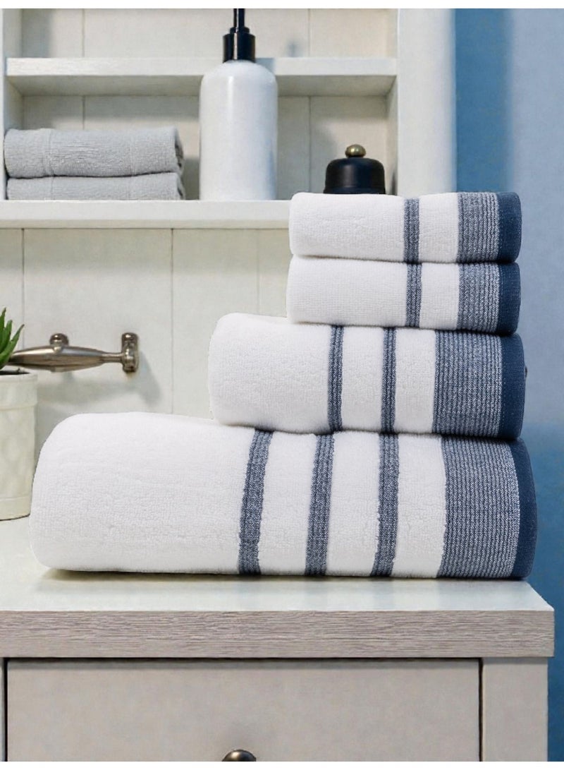 بالتيك لينين طقم مناشف إليسيان من أربع قطع - ٥٥٠ جرامًا للمتر المربع | قطن ناعم وعالي الامتصاص | ٥٠×٩٠ سم، ٧٠×١٤٠ سم، ٣٣×٣٣ سم من بالتيك لينين - Image 1