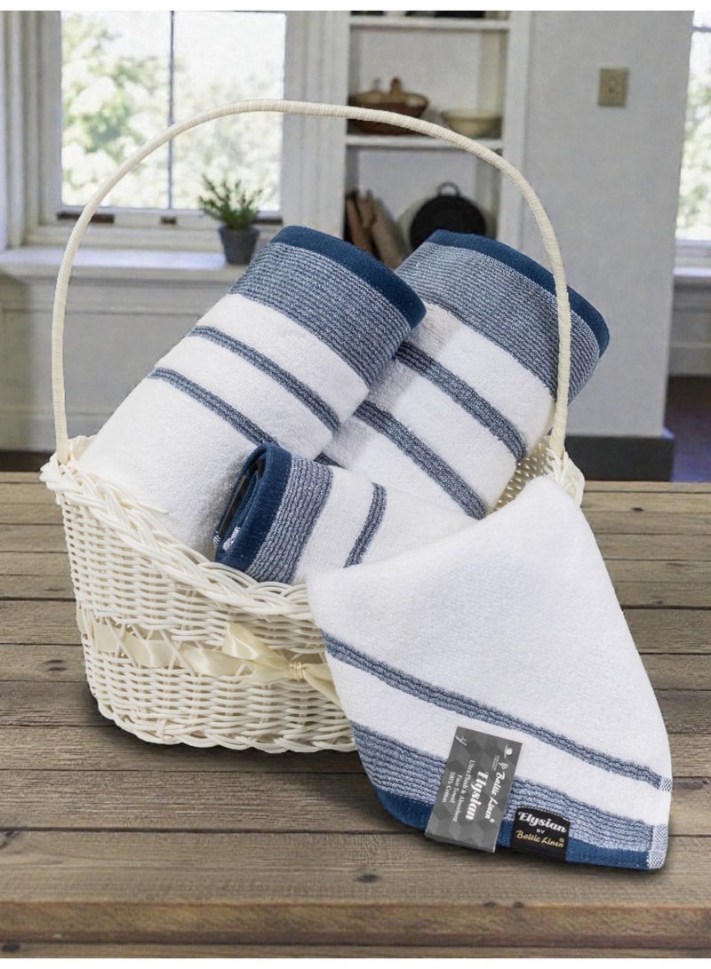 بالتيك لينين طقم مناشف إليسيان من أربع قطع - ٥٥٠ جرامًا للمتر المربع | قطن ناعم وعالي الامتصاص | ٥٠×٩٠ سم، ٧٠×١٤٠ سم، ٣٣×٣٣ سم من بالتيك لينين - Image 4