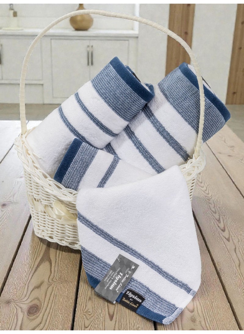 بالتيك لينين طقم مناشف إليسيان من أربع قطع - ٥٥٠ جرامًا للمتر المربع | قطن ناعم وعالي الامتصاص | ٥٠×٩٠ سم، ٧٠×١٤٠ سم، ٣٣×٣٣ سم من بالتيك لينين - Image 2