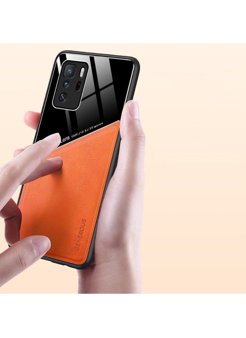 Case Leather Texture Car Magnetic Phone Cover For Xiaomi Poco X3 Gt/Redmi Note 10 Pro 5G _Green