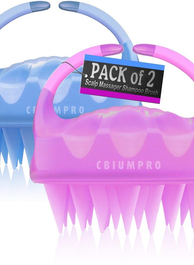 Cbiumpro 2-Pack Scalp Massager Shampoo Brush, Ultra Soft Silicone Scalp Scrubber Exfoliator Brush for Hair Growth & Dandruff Removal - 100% Fit All Hair Types  - Image 1