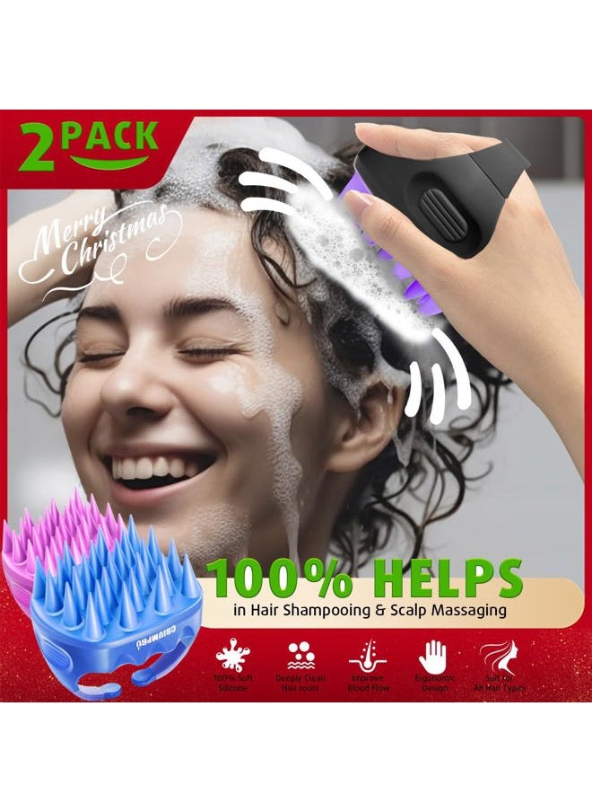 Cbiumpro 2-Pack Scalp Massager Shampoo Brush, Ultra Soft Silicone Scalp Scrubber Exfoliator Brush for Hair Growth & Dandruff Removal - 100% Fit All Hair Types  - Image 2