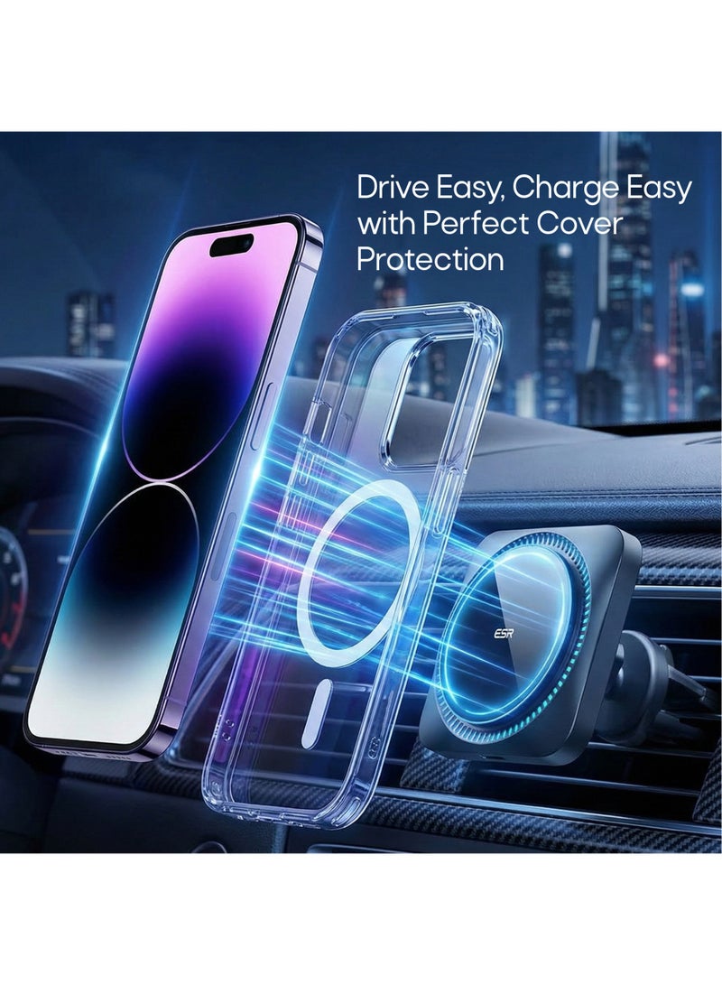 أزتك غطاء آيفون 16 برو شفاف MagSafe MagU بتقنية iCrystal حماية من الصدمات بمعيار MIL مقاوم للخدوش وحماية للكاميرا تصميم نحيف ومغناطيسي حماية 360 درجة زوايا Airbag حواف مرتفعة للشاشة والكاميرا TPU خفيف ومتين قبضة قوية يدعم MagSafe - Image 2