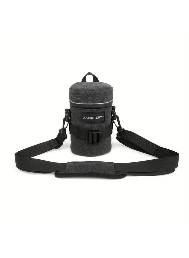 Thick Canvas Camera Lens Case Black XL Durable Polyester Wrap Pouch For Lens Protection - Image 5