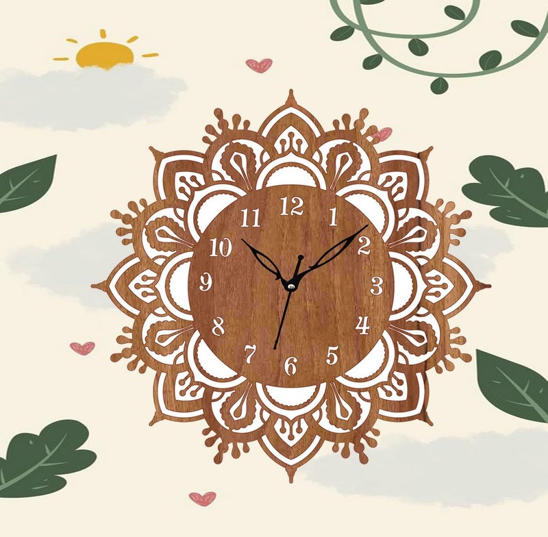 ADK Wooden Wall Clock MDF Designer Wall Watch Trendy Frameless Analog Hanging Home Decor Wall Clock for Bedroom Living Room Kitchen Drawing Room Office Standard 30 x 30 Cm 145 - Image 3