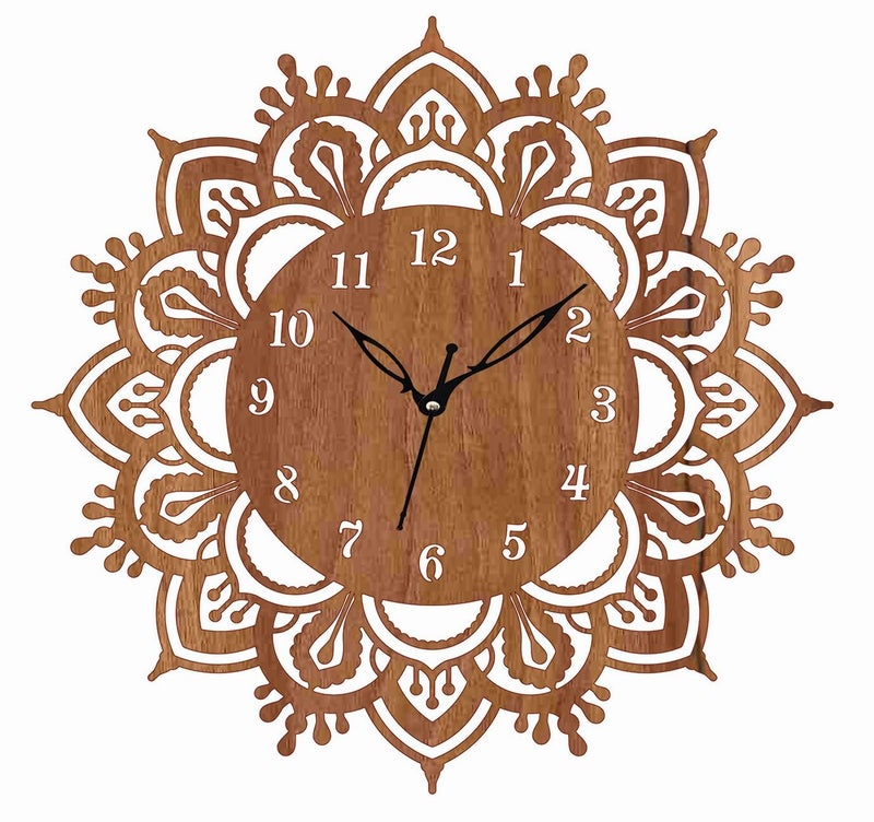 ADK Wooden Wall Clock MDF Designer Wall Watch Trendy Frameless Analog Hanging Home Decor Wall Clock for Bedroom Living Room Kitchen Drawing Room Office Standard 30 x 30 Cm 145 - Image 1