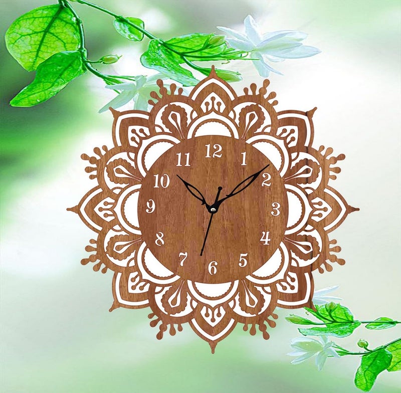 ADK Wooden Wall Clock MDF Designer Wall Watch Trendy Frameless Analog Hanging Home Decor Wall Clock for Bedroom Living Room Kitchen Drawing Room Office Standard 30 x 30 Cm 145 - Image 4