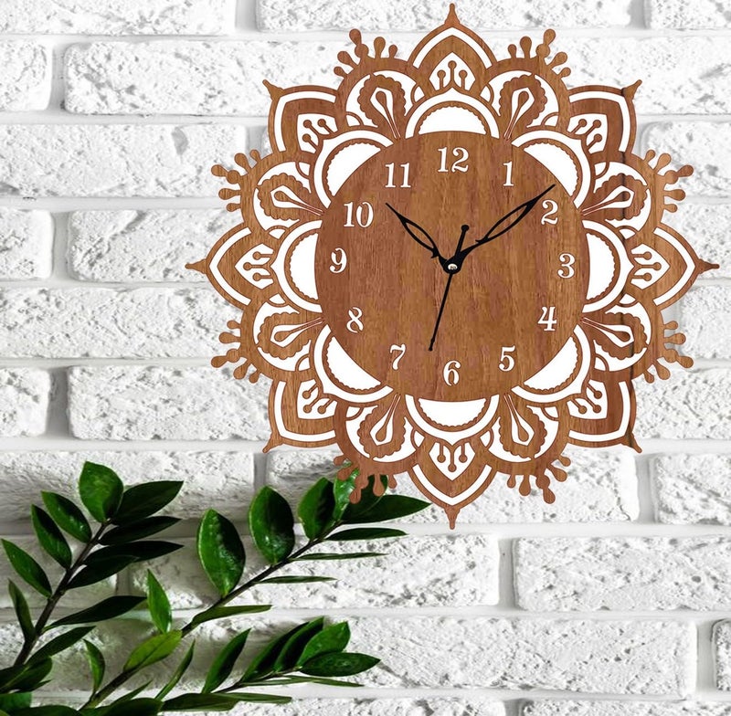 ADK Wooden Wall Clock MDF Designer Wall Watch Trendy Frameless Analog Hanging Home Decor Wall Clock for Bedroom Living Room Kitchen Drawing Room Office Standard 30 x 30 Cm 145 - Image 5