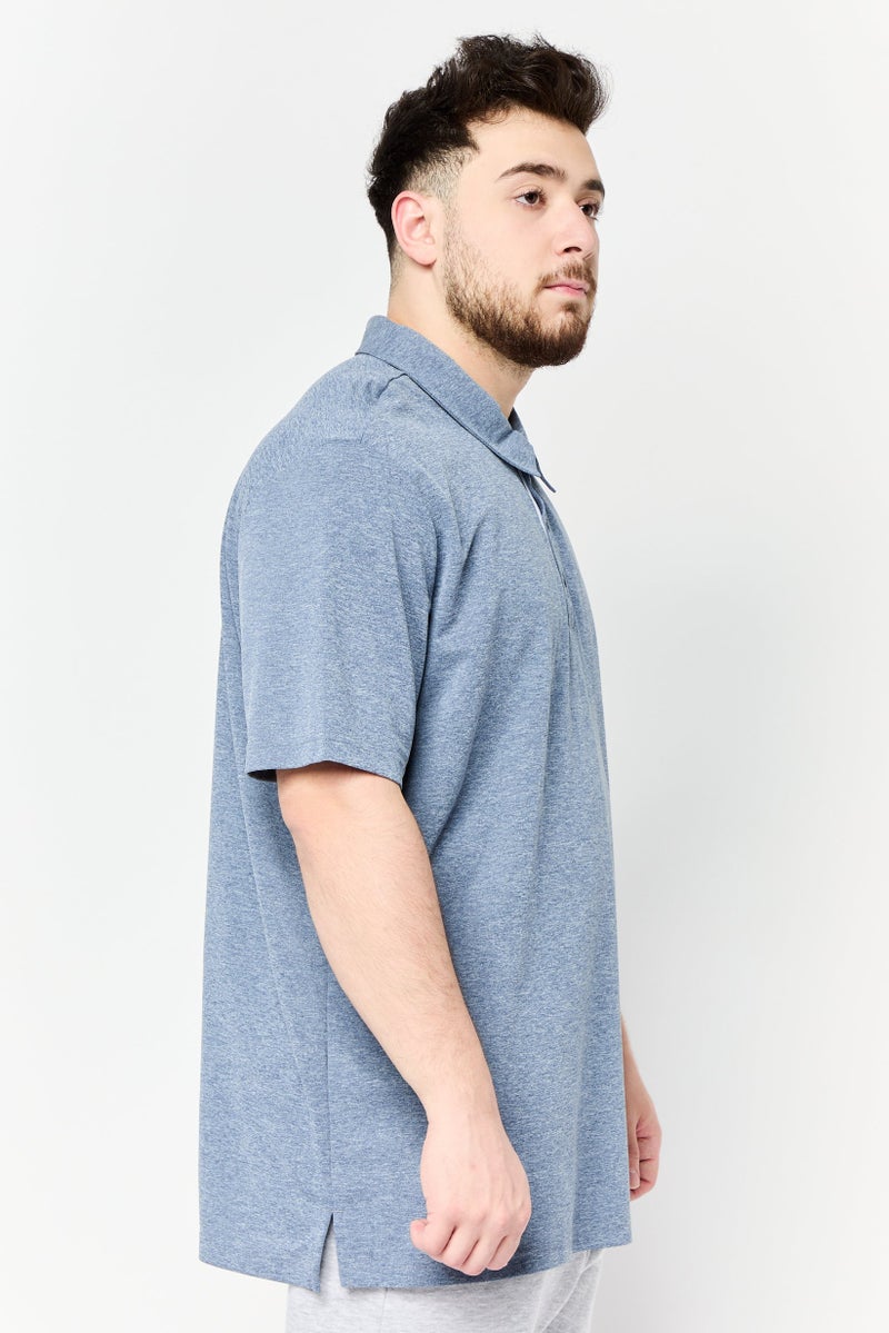 Adidas Men Sportswear Fit Short Sleeve Advantage Novelty Outdoor Polo Shirt, Heather Blue  - Image 2