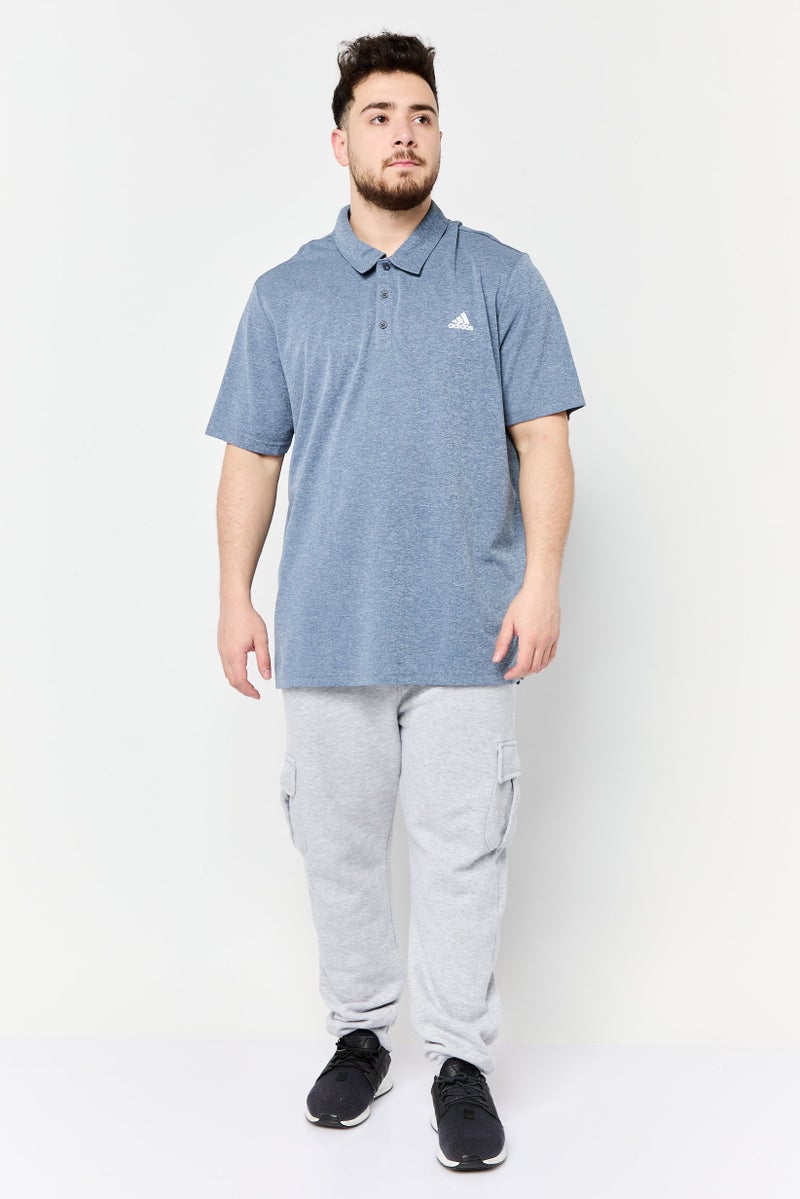 Adidas Men Sportswear Fit Short Sleeve Advantage Novelty Outdoor Polo Shirt, Heather Blue  - Image 4