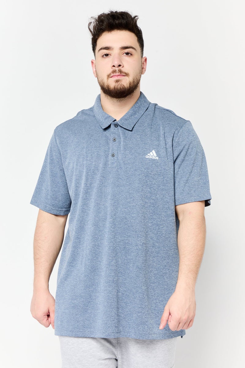 Adidas Men Sportswear Fit Short Sleeve Advantage Novelty Outdoor Polo Shirt, Heather Blue  - Image 1
