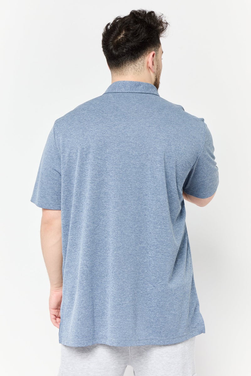 Adidas Men Sportswear Fit Short Sleeve Advantage Novelty Outdoor Polo Shirt, Heather Blue  - Image 3