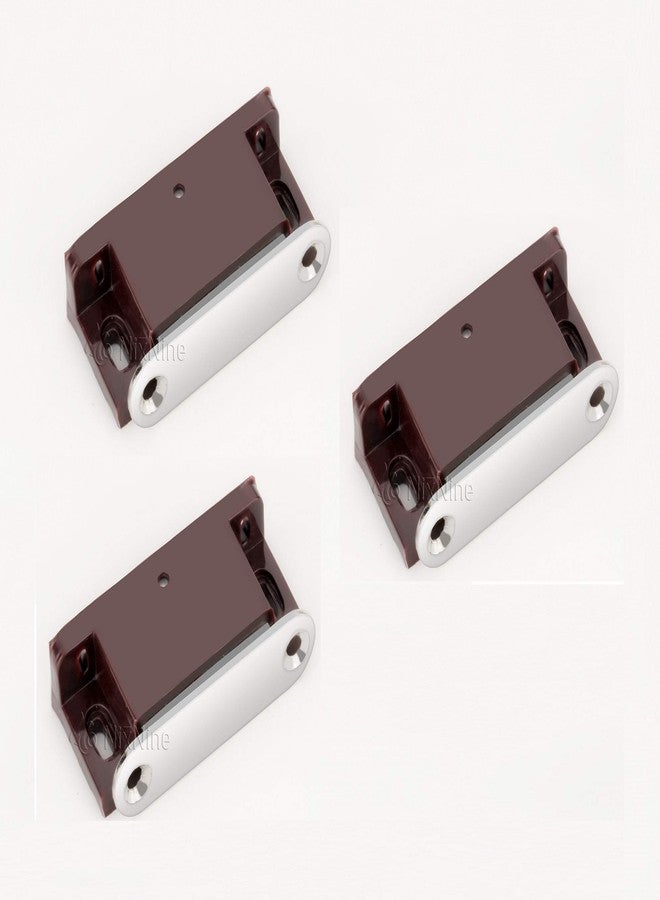 Nixnine Plastic Heavy-Duty Catch Magnet/Door Catcher/Door Magnetic Stopper, Door Magnetic Holder, Door Stopper & Cabinet, Drawer, Cupboard, Dresser (5.5cm x 3cm x 1.5cm - Brown) Pack of 3 - Image 1