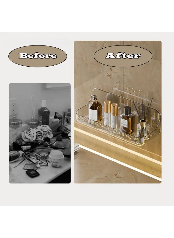 UrbanEssentia Shower Caddy Shelf, Set Of 3pcs, Shower Racks Perfect For Bathroom Organizer And Storage, No-Drilling Shower Organizer, Acrylic Bathroom Accessories (Transparent White) - Image 4