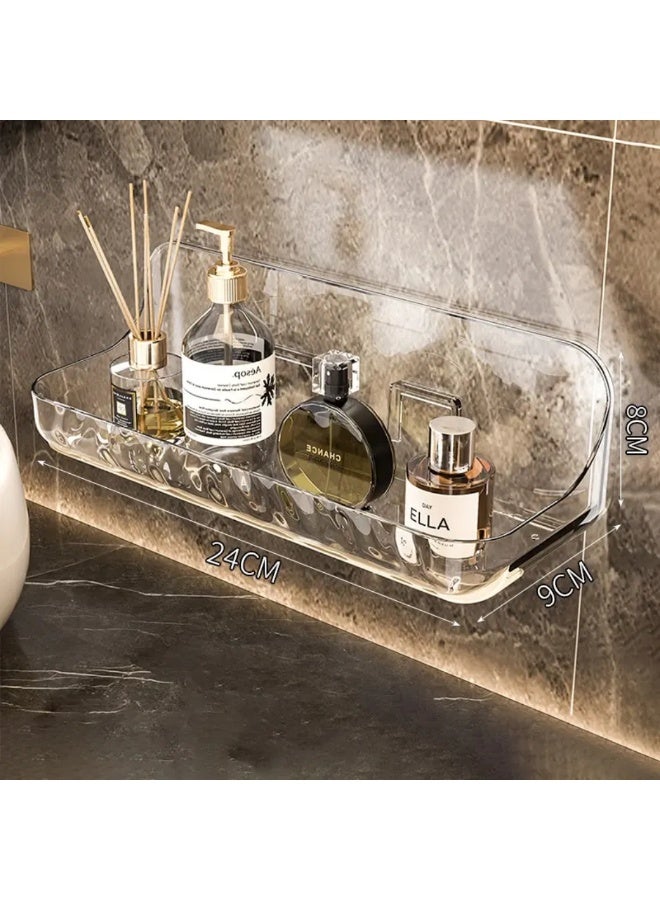 UrbanEssentia Shower Caddy Shelf, Set Of 3pcs, Shower Racks Perfect For Bathroom Organizer And Storage, No-Drilling Shower Organizer, Acrylic Bathroom Accessories (Transparent White) - Image 2