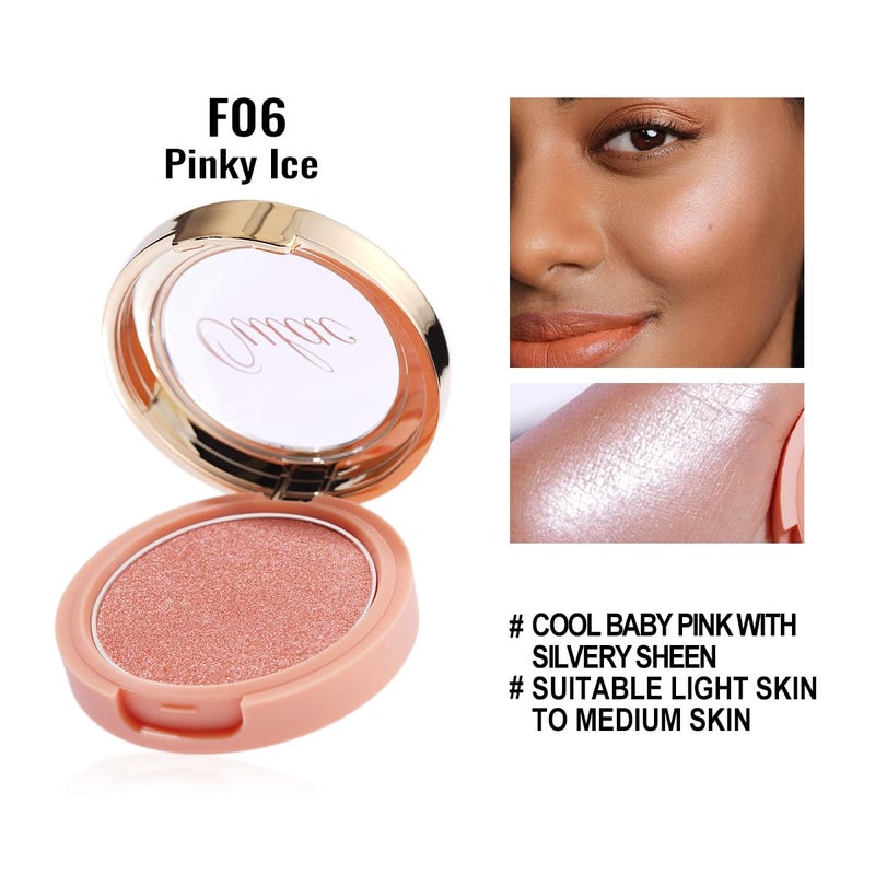 Oulac Luminous Blusher for Cheek WomenPink Sliver Refletive Glow Highlighter BlushersBlendable BlusherNatural Stunning LookMakeup Vegan Cruelty Free48g F06 Pinky Ice - Image 2