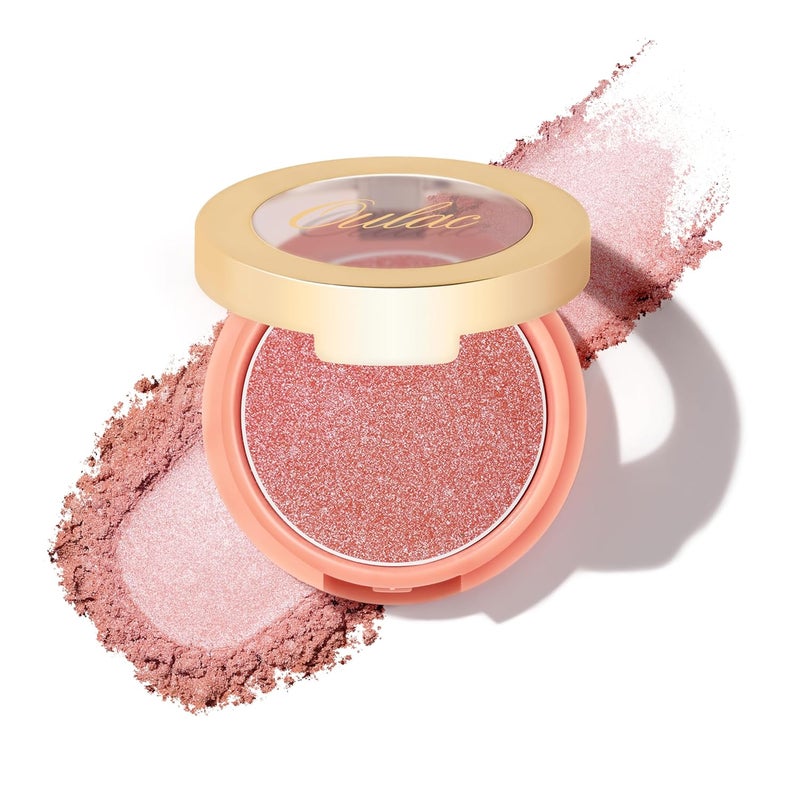 Oulac Luminous Blusher for Cheek WomenPink Sliver Refletive Glow Highlighter BlushersBlendable BlusherNatural Stunning LookMakeup Vegan Cruelty Free48g F06 Pinky Ice - Image 1