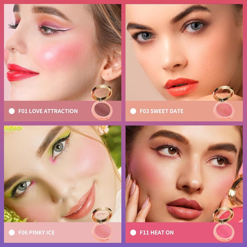 Oulac Luminous Blusher for Cheek WomenPink Sliver Refletive Glow Highlighter BlushersBlendable BlusherNatural Stunning LookMakeup Vegan Cruelty Free48g F06 Pinky Ice - Image 3