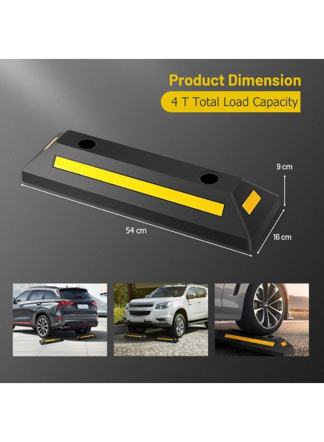 Soofam 55cm Rubber Curb, 1/2 Pack Parking Lot Vehicle Floor Wheel Stopper with Yellow Reflective Strips, Heavy Duty Garage Blocks Parking Target for Car Truck RV Trailer (2 Pack, 55x15x9cm) - Image 5