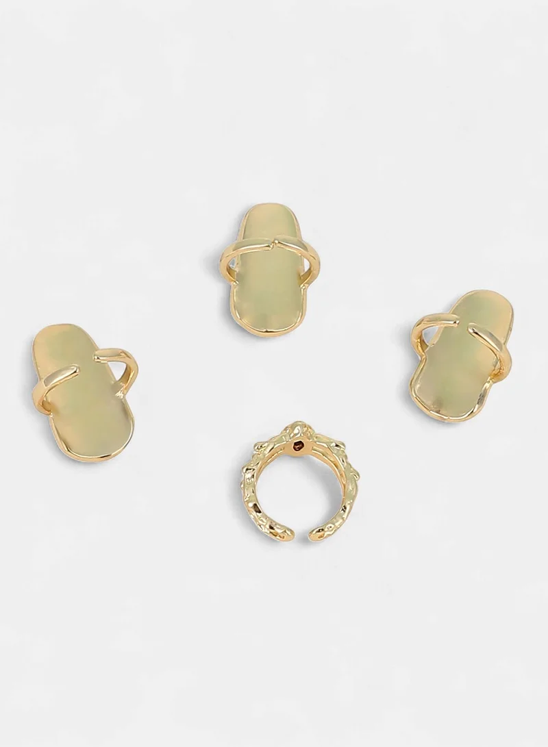 SOHI SOHI Women The Corroded-Checks Nail Ring Set | California  Colour | One-Size | Metallic Alloy Material | Adjustable Closure | Ring For Casual & Evening Wear