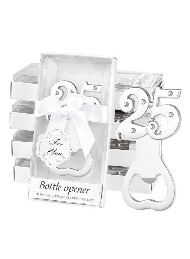 Qonmpcvu 24 قطعة هدايا حفلة عيد الميلاد الخامس والعشرين للضيوف 25 فتاحات زجاجات البيرة هدايا الذكرى الفضية، هدايا العودة لحفلة الزينة التذكارية للضيوف لحفلات الزفاف - Image 1