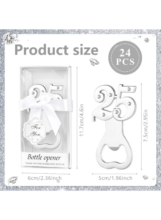 Qonmpcvu 24 قطعة هدايا حفلة عيد الميلاد الخامس والعشرين للضيوف 25 فتاحات زجاجات البيرة هدايا الذكرى الفضية، هدايا العودة لحفلة الزينة التذكارية للضيوف لحفلات الزفاف - Image 2