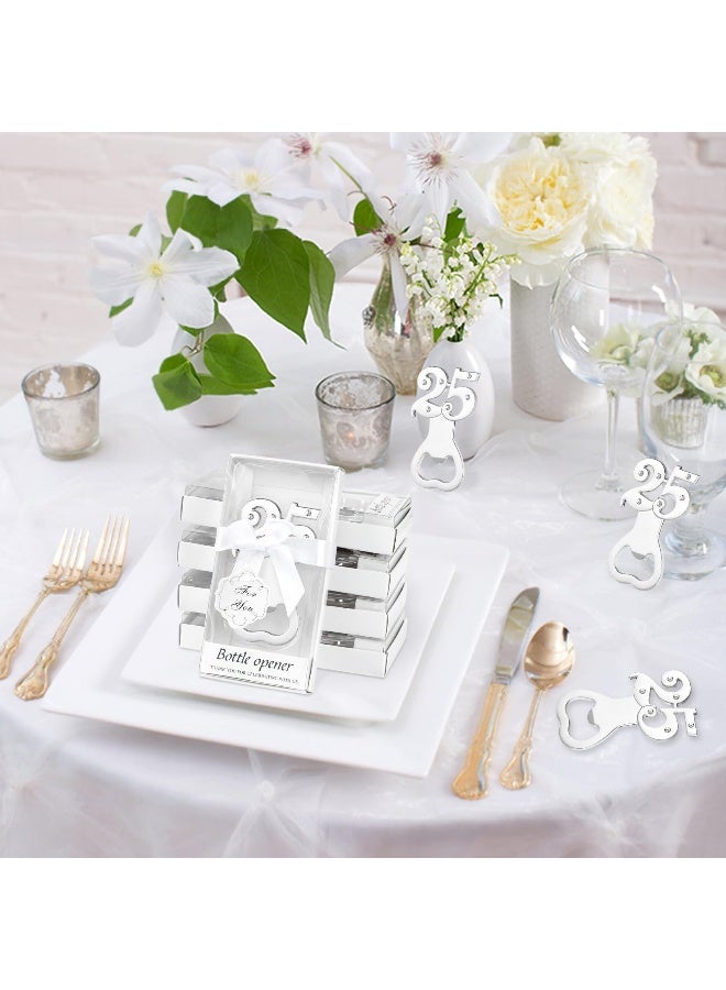 Qonmpcvu 24 قطعة هدايا حفلة عيد الميلاد الخامس والعشرين للضيوف 25 فتاحات زجاجات البيرة هدايا الذكرى الفضية، هدايا العودة لحفلة الزينة التذكارية للضيوف لحفلات الزفاف - Image 4