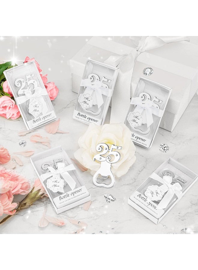 Qonmpcvu 24 قطعة هدايا حفلة عيد الميلاد الخامس والعشرين للضيوف 25 فتاحات زجاجات البيرة هدايا الذكرى الفضية، هدايا العودة لحفلة الزينة التذكارية للضيوف لحفلات الزفاف - Image 5