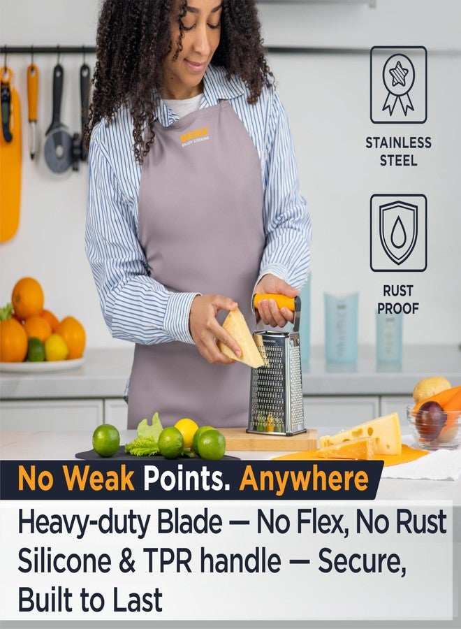 Deiss PRO Box Grater & Cheese Graters for Kitchen - Stainless Steel Cheese Grater and Food Shredder, 4 Sided Hand Grater for Block Cheese, Vegetables Non-Slip Base, Dishwasher Safe - Image 2