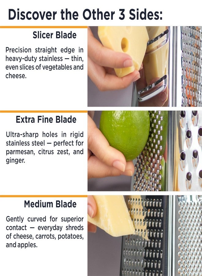 Deiss PRO Box Grater & Cheese Graters for Kitchen - Stainless Steel Cheese Grater and Food Shredder, 4 Sided Hand Grater for Block Cheese, Vegetables Non-Slip Base, Dishwasher Safe - Image 4