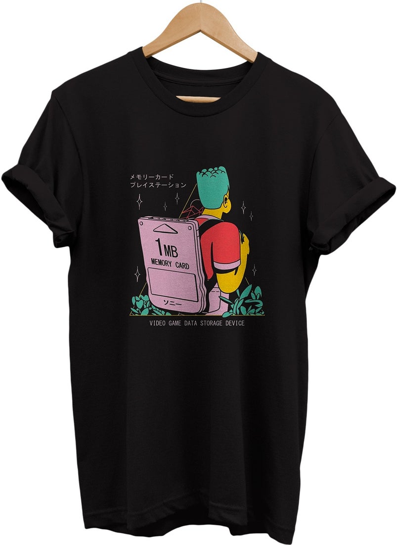 Remonz PS1 Memory Card Printed 100% Cotton Oversize T-Shirt  - Image 1