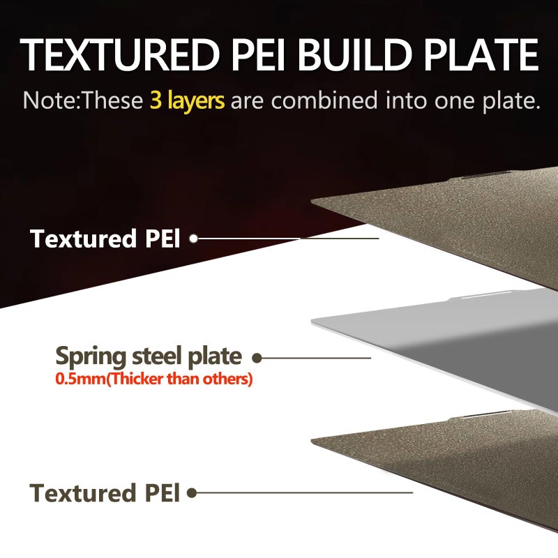 SAHVAIM Upgraded Thicker Textured PEI Plate 0.77mm with QR Code for Bambu Lab P1S/P2S/P1P/X1/X1C/A1 3D Printer, 257x257mm Dual-Textured Plate, Heated Bed Magnetic Flexible Spring Steel PEI Sheet Plate - Image 3