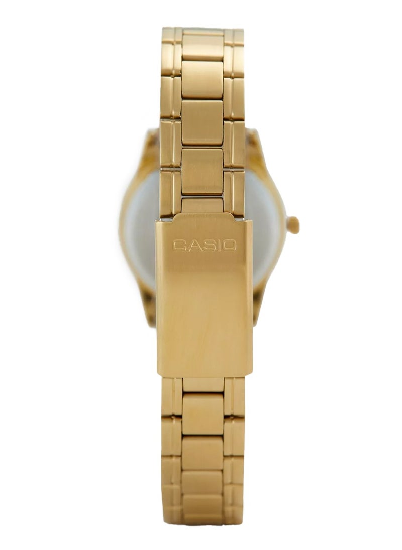 CASIO - Women’s Gold Ion Plated Case Stainless Steel Band Watch LTP-V001G-9BUDF - Image 1