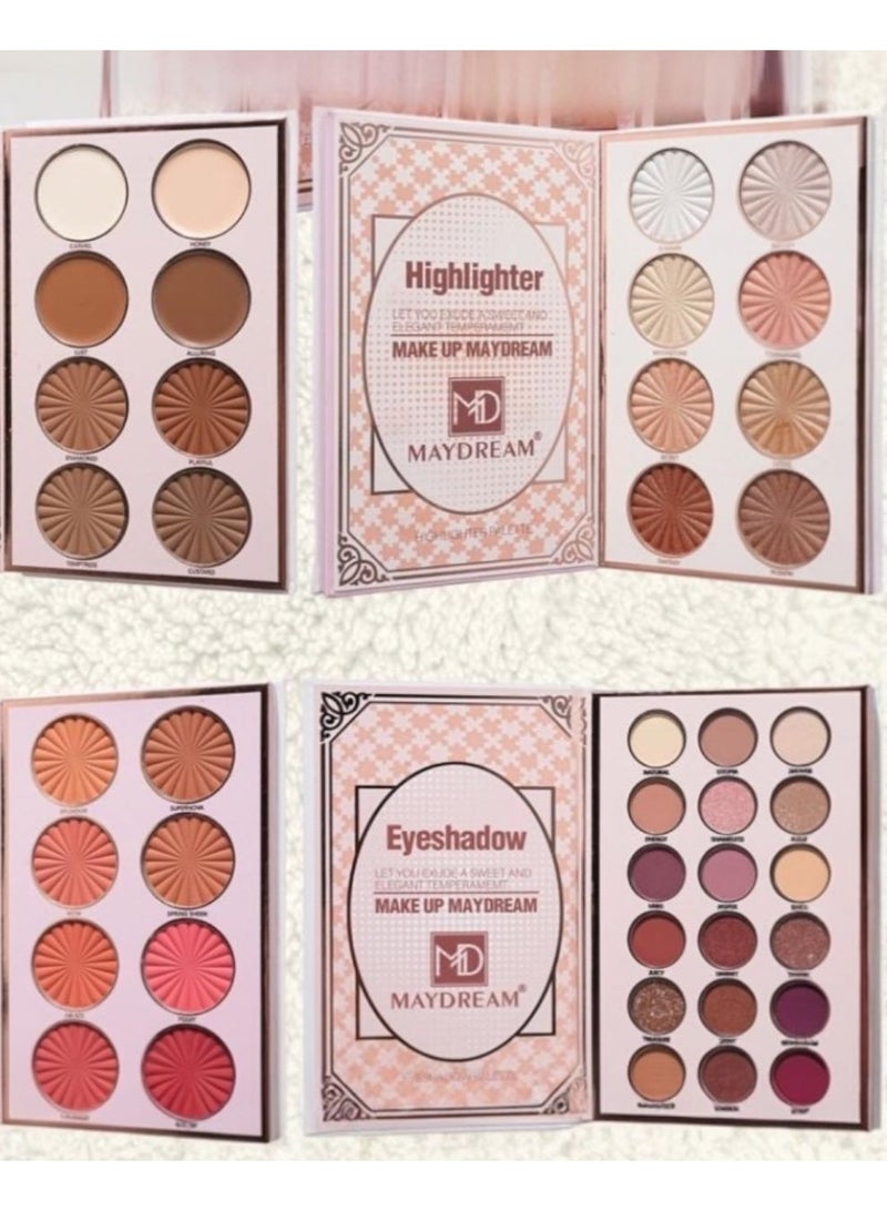MAYDREAM PROFESSIONAL MAKE-UP KIT EYESHADOW BLUSHER CONTOUR & CONTOUR CREAM HIGHLIGHTER - Image 2