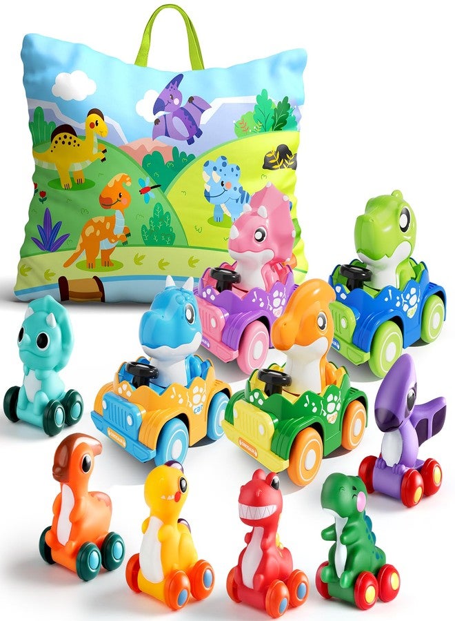 ALASOU 10 PCS Dinosaur Car Toys with Playmat/Storage Bag|Baby Toys for 1 2 Year Old Boy|1 Year Old Boy Gift for Infant 12 18 Months|First Birthday Gifts for Toddler 1-3 - Image 1