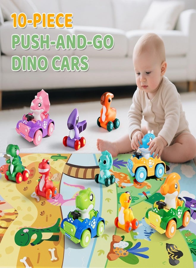 ALASOU 10 PCS Dinosaur Car Toys with Playmat/Storage Bag|Baby Toys for 1 2 Year Old Boy|1 Year Old Boy Gift for Infant 12 18 Months|First Birthday Gifts for Toddler 1-3 - Image 2