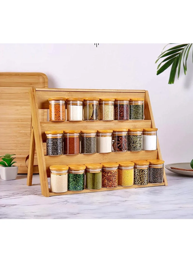 كويزيرا 16 Pack Glass Jars with Lids, Airtight Bamboo Lids Spice Jars Set For Spice, Coffee, Beans, Candy, Nuts, Herbs, Dry Food Canisters (Extra Labels) - 6.5 oz Clear (16)