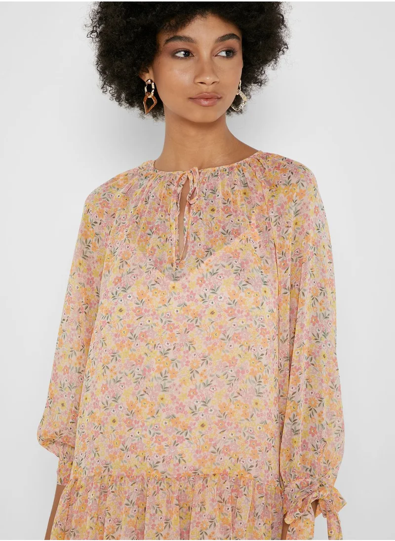RIVER ISLAND Floral Printed Tiered Dress