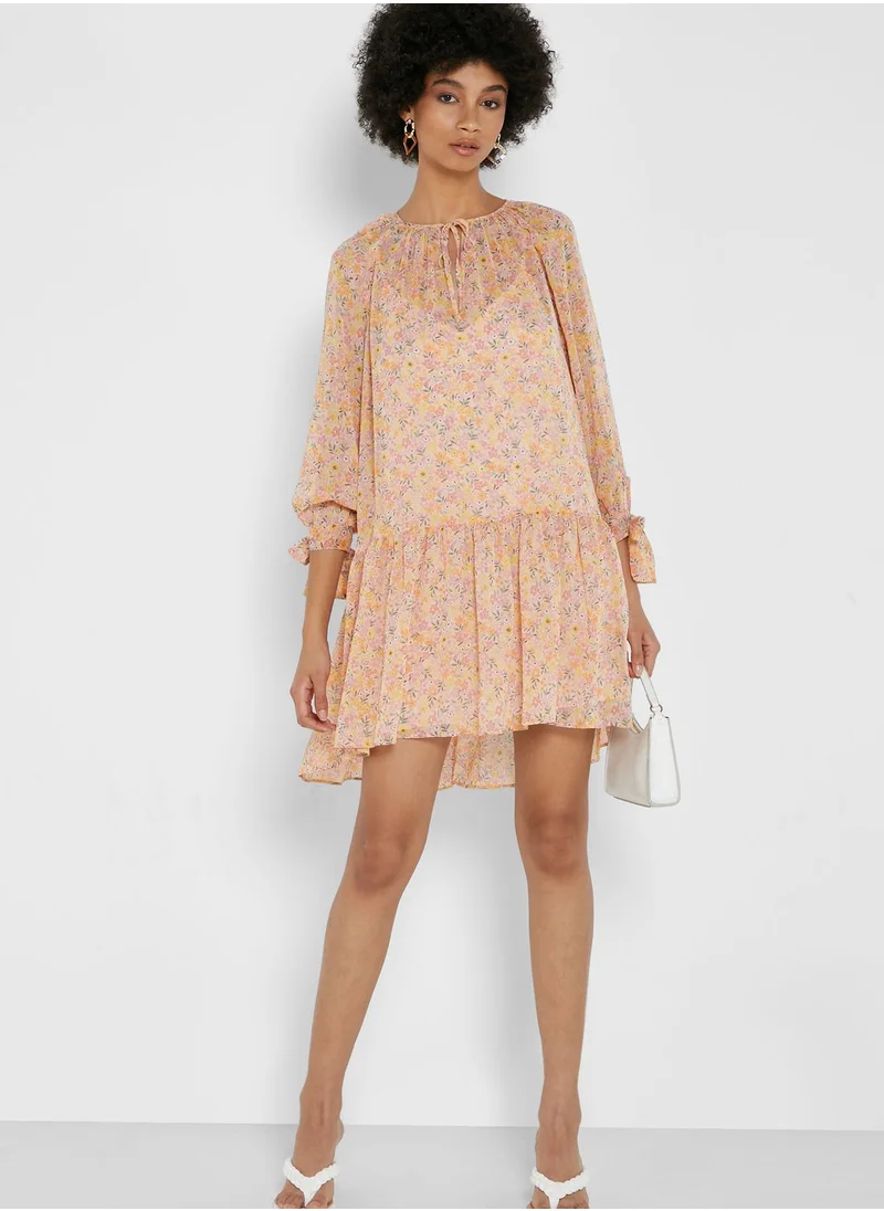 RIVER ISLAND Floral Printed Tiered Dress