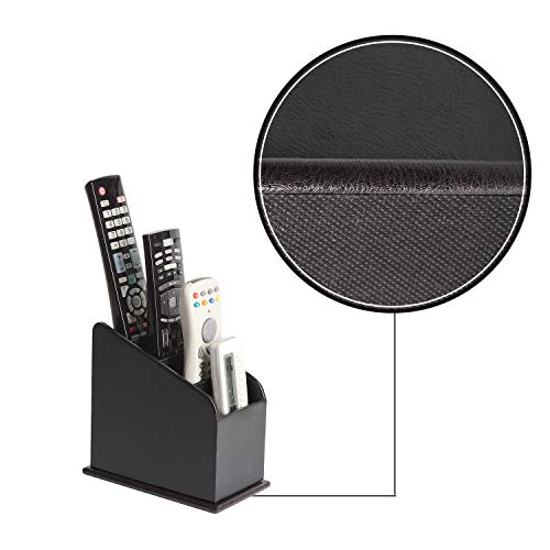J JACKCUBE DESIGN JACKCUBE DESIGN 4 Compartments Black Leather Remote Control Organizer Holder, Controller TV Guide, Media Storage Box – :MK292A - Image 2
