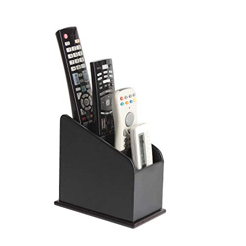 J JACKCUBE DESIGN JACKCUBE DESIGN 4 Compartments Black Leather Remote Control Organizer Holder, Controller TV Guide, Media Storage Box – :MK292A - Image 5